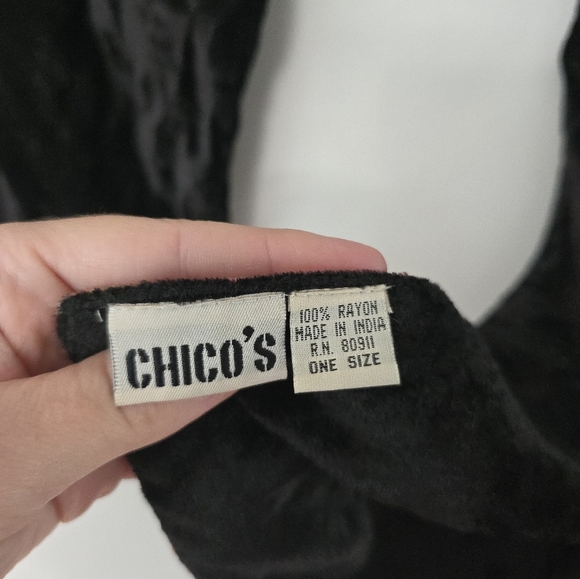 Chico's Rectangle Velvet Scarf Wrap Patchwork Animal Print 9" x 58" Reversible - Picture 4 of 8